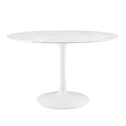 Round artificial marble dining table in white additional photo 3 of 7