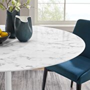 Round artificial marble dining table in white by Modway additional picture 2