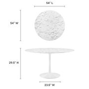 Round artificial marble dining table in white by Modway additional picture 7
