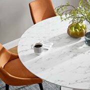 Round artificial marble dining table in white by Modway additional picture 2