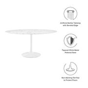 Round artificial marble dining table in white by Modway additional picture 7