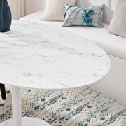 Oval artificial marble dining table in white by Modway additional picture 2