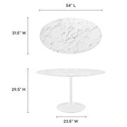 Oval artificial marble dining table in white by Modway additional picture 8