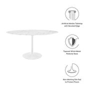 Oval artificial marble dining table in white by Modway additional picture 7