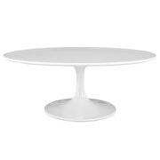 Oval-shaped wood top coffee table in white additional photo 2 of 4