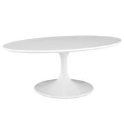 Oval-shaped wood top coffee table in white additional photo 3 of 4