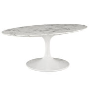 Oval-shaped artificial marble coffee table in white by Modway additional picture 3