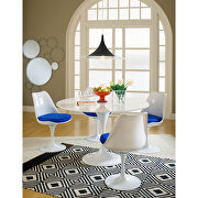 Dining white side chair w blue seating cushion additional photo 3 of 4