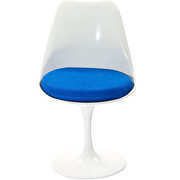 Dining white side chair w blue seating cushion additional photo 4 of 4