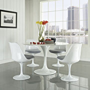 White dining chair w gray seating cushion additional photo 2 of 3