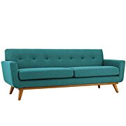 Teal fabric tufted back contemporary couch additional photo 2 of 4