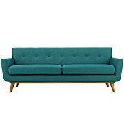 Teal fabric tufted back contemporary couch additional photo 3 of 4