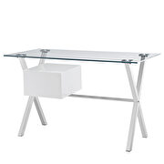 Glass top / silver chrome crossed legs work / office desk by Modway additional picture 2