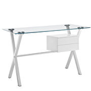 Glass top / silver chrome crossed legs work / office desk by Modway additional picture 3
