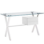 Glass top / silver chrome crossed legs work / office desk by Modway additional picture 5
