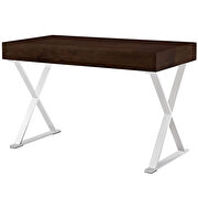 Walnut top / chrome base & legs contemporary office desk by Modway additional picture 2