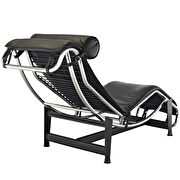 Leisure black leather chaise lounge additional photo 2 of 4