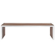 Large wood inlay bench in walnut by Modway additional picture 4