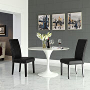 Dining faux leather side chair in black additional photo 2 of 5