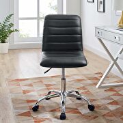 Armless mid back vinyl office chair in black by Modway additional picture 3
