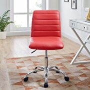 Armless mid back vinyl office chair in red additional photo 3 of 8
