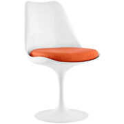 White dining side chair with orange vinyl cushion additional photo 3 of 3