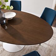 Oval wood dining table in walnut by Modway additional picture 2