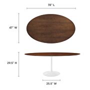 Oval wood dining table in walnut by Modway additional picture 8