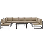 8 piece outdoor patio sectional sofa set in brown mocha by Modway additional picture 9