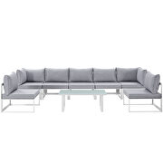 8 piece outdoor patio sectional sofa set in white gray by Modway additional picture 9