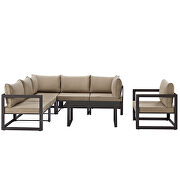7 piece outdoor patio sectional sofa set in brown mocha by Modway additional picture 9