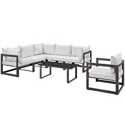 7 piece outdoor patio sectional sofa set in brown white by Modway additional picture 8