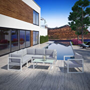 7 piece outdoor patio sectional sofa set in white gray by Modway additional picture 11