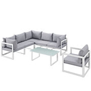 7 piece outdoor patio sectional sofa set in white gray by Modway additional picture 8