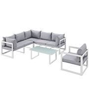 7 piece outdoor patio sectional sofa set in white gray by Modway additional picture 8