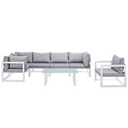 7 piece outdoor patio sectional sofa set in white gray by Modway additional picture 10