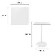 Square wood top bar table in white by Modway additional picture 8