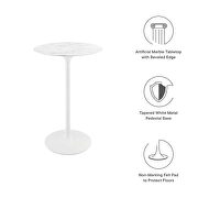 Round artificial marble bar table in white by Modway additional picture 7