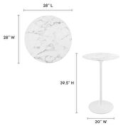 Round artificial marble bar table in white by Modway additional picture 8