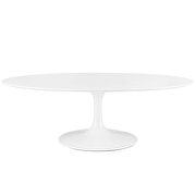 Oval-shaped wood top coffee table in white by Modway additional picture 3