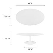 Oval-shaped wood top coffee table in white by Modway additional picture 8
