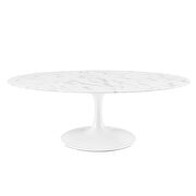Oval-shaped artificial marble coffee table in white by Modway additional picture 4