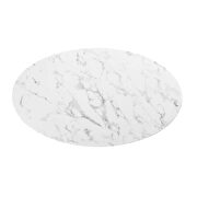 Oval-shaped artificial marble coffee table in white additional photo 5 of 7