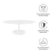 Oval-shaped artificial marble coffee table in white by Modway additional picture 7