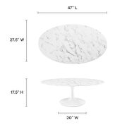 Oval-shaped artificial marble coffee table in white by Modway additional picture 8