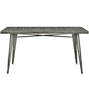 Rectangle metal dining table in gunmetal by Modway additional picture 2