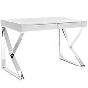 White / chrome office computer desk by Modway additional picture 4