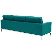 Teal quality fabric retro style sofa additional photo 2 of 4