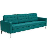 Teal quality fabric retro style sofa additional photo 3 of 4