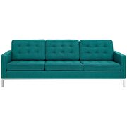 Teal quality fabric retro style sofa additional photo 4 of 4